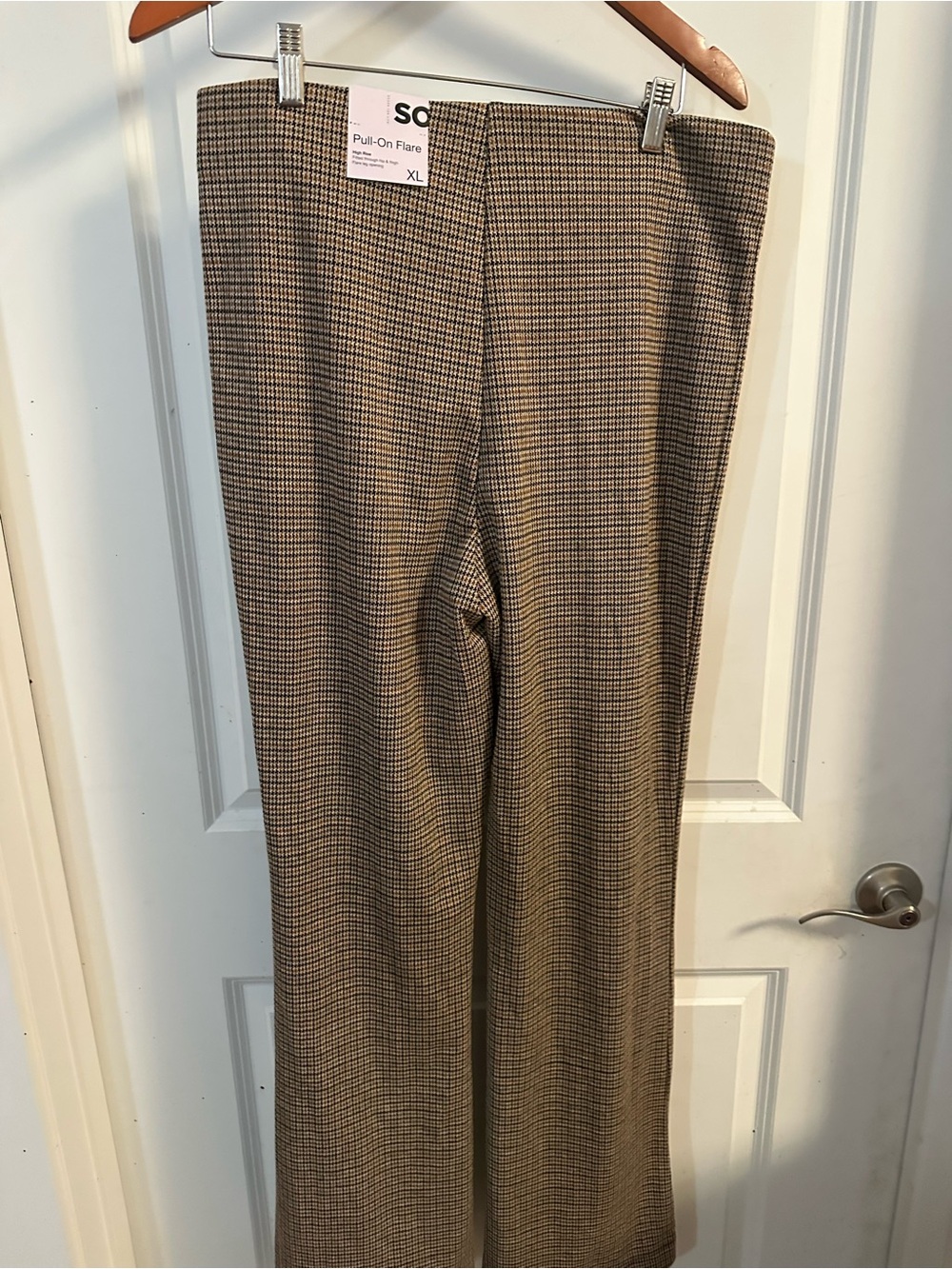 SO Brown Houndstooth Pull-On Flare Pants